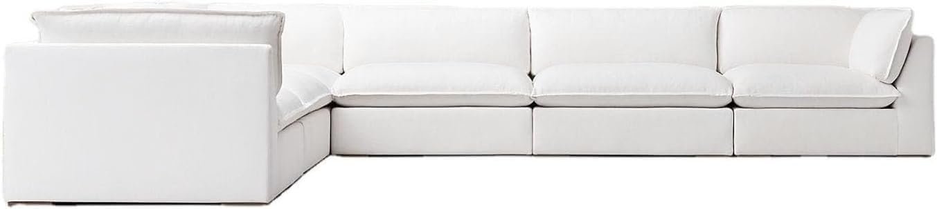 Karnak Baker 6 Seater Polyester Sofa Couch Modern Design Design Sectional Sofa Couch For Living Room Color – White - Image 5