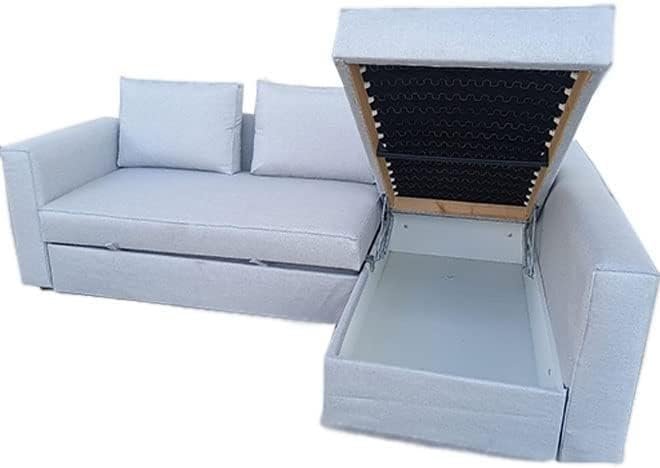 Karnak Convertible Sofa Couch Cum Bed L-Shape Corner Sofa Couch Plus Diwan Bed with Storage Box & Cushion for Living Room, Home, Office, Apartment, Studio Room Size 215x150x75 Centimeters KSB228 - Image 4