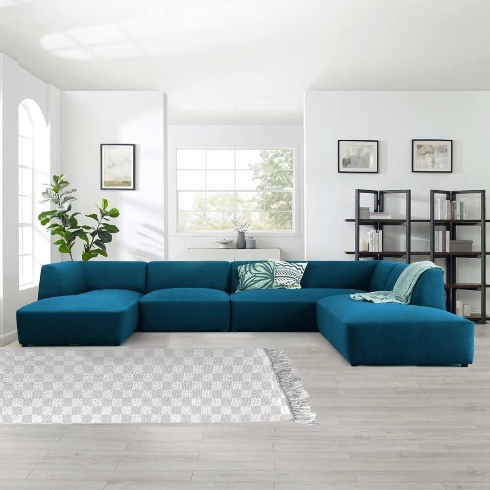 Karnak Home Premium & luxury Fabric Upholstery Sectional Sofa Couch, Interior Furniture, Comfortable Sofa Couch, (Blue) for Living Room Furniture