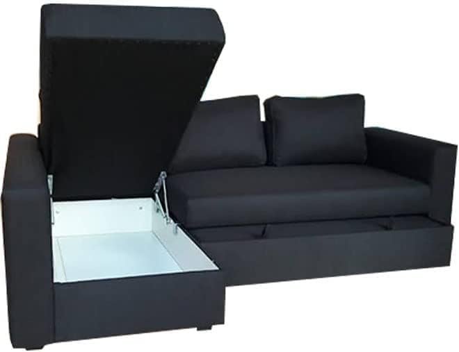 Karnak Convertible Sofa Couch Cum Bed L-Shape Corner Sofa Couch Plus Diwan Bed with Storage Box & Cushion for Living Room, Home, Office, Apartment, Studio Room Size 215x150x75 Centimeters KSB207 - Image 4