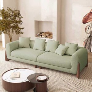 Luxury Luxe Fleece Fabric Overstuffed Sofa Set – High-Density Sponge, Solid Wood Frame, Multiple Colors & Sizes Options, Multifunctional for Living Room & Office (Light Grey, Two Seater: 190 cm)