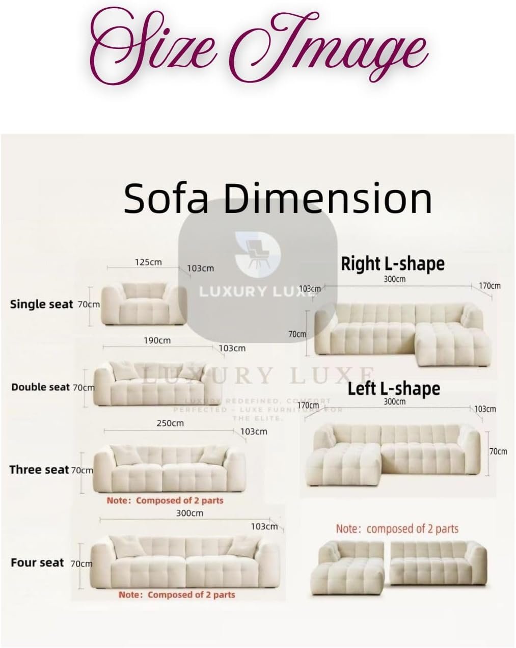 Luxury Luxe Multifunctional L-Shaped Fleece Sofa Set | Overstuffed Modular Cloud Design, Solid Wood Frame |Single/Double/Three/Four-Seater Options (Grey, Single Seater: 120 cm) - Image 2