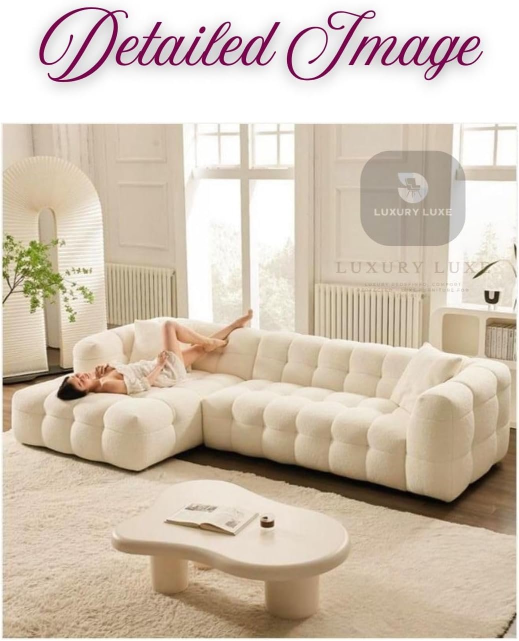 Luxury Luxe Multifunctional L-Shaped Fleece Sofa Set | Overstuffed Modular Cloud Design, Solid Wood Frame |Single/Double/Three/Four-Seater Options (Grey, Single Seater: 120 cm) - Image 6