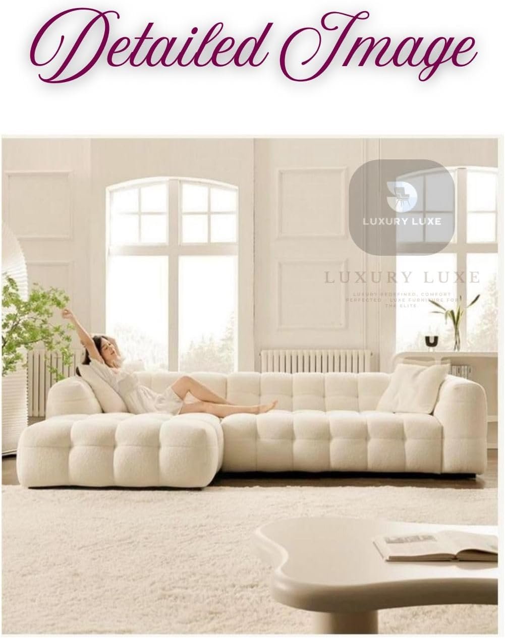 Luxury Luxe Multifunctional L-Shaped Fleece Sofa Set | Overstuffed Modular Cloud Design, Solid Wood Frame |Single/Double/Three/Four-Seater Options (Grey, Single Seater: 120 cm) - Image 7
