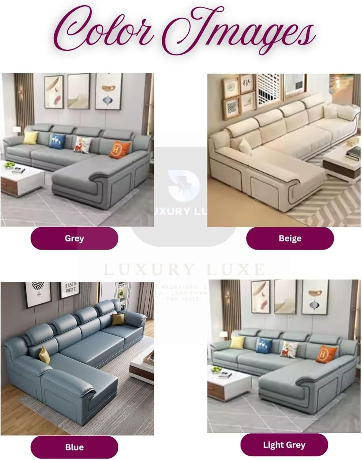 Luxury Luxe Corner Princess Modern Fabric L shape sofa | L-Shaped Sectional Sofa | Solid Wood Frame | Apartment Size for Living Room, Home Office & Bedroom (Grey, Left L Shape) - Image 3