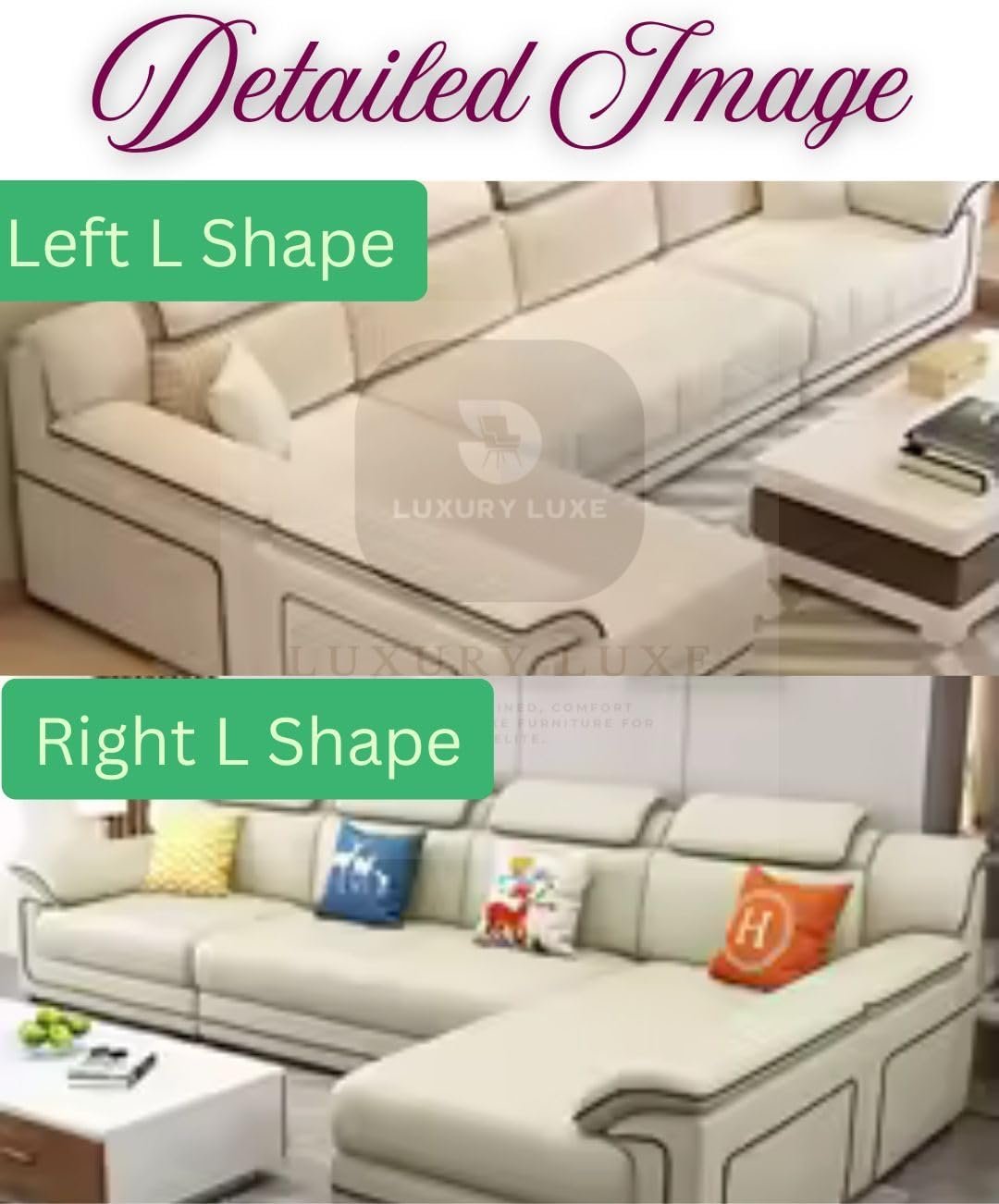 Luxury Luxe Corner Princess Modern Fabric L shape sofa | L-Shaped Sectional Sofa | Solid Wood Frame | Apartment Size for Living Room, Home Office & Bedroom (Grey, Left L Shape) - Image 5