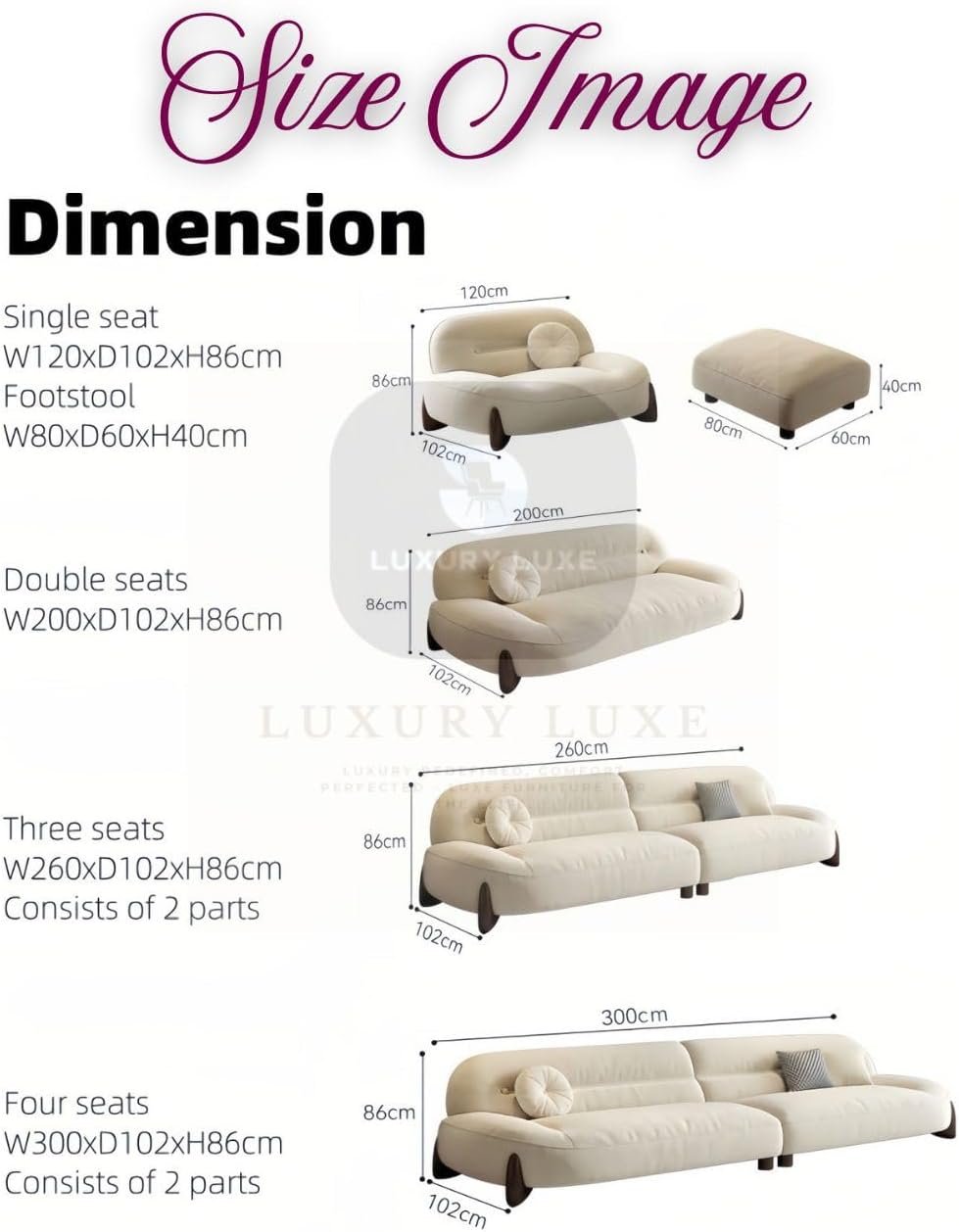 Luxury Luxe Cloud Sofa Set | Light Luxury Fabric + Eco-Friendly Design |Single-Four Seater in Off-White| Ergonomic Modern Living Room Essential (3+1+1 Seater Sofa Set) - Image 2
