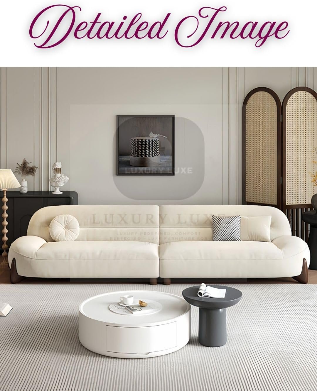 Luxury Luxe Cloud Sofa Set | Light Luxury Fabric + Eco-Friendly Design |Single-Four Seater in Off-White| Ergonomic Modern Living Room Essential (3+1+1 Seater Sofa Set) - Image 8