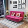 Luxury Luxe Beige Fabric Multifunction Folding Foam Sofa Bed – 3-Seater, Convertible, No Assembly Required, Modern Design, Comfortable Sofa Bed for Living Room (Pink)