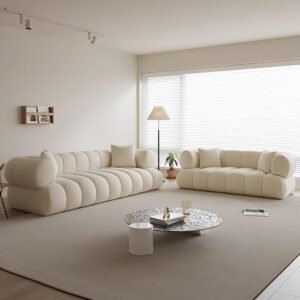 Luxury Luxe Velvet Cloud Sofa Chair Set – Overstuffed Multifunctional Ergonomic Design, Eco-Friendly Durable Plush Cushions, Cream Color for Living Room & Office (3+2 Sofa Set)