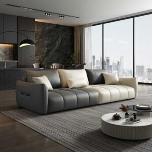 Luxury Luxe Nest Modern Sofa | Italian Module Free Combination Floor Relax Sofa Couch Soft | Multi-Size Luxury Seating (White + Grey, Single Seater: 110 cm (L) x 100 cm (W) x 80 cm (H))