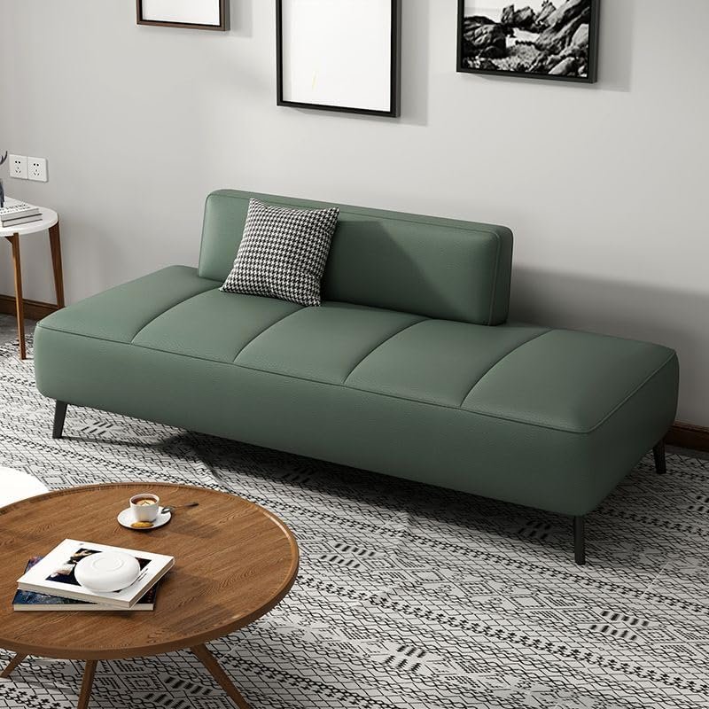 Luxury Luxe Modern Stain-Resistant Anti-Cat Scratch Leather 3-Seater Sofa | Dove Grey/Coffee/Apricot | Pine Wood Frame & Memory Foam Seat | 68" Armless Contemporary Sofa for Living Room (Green)