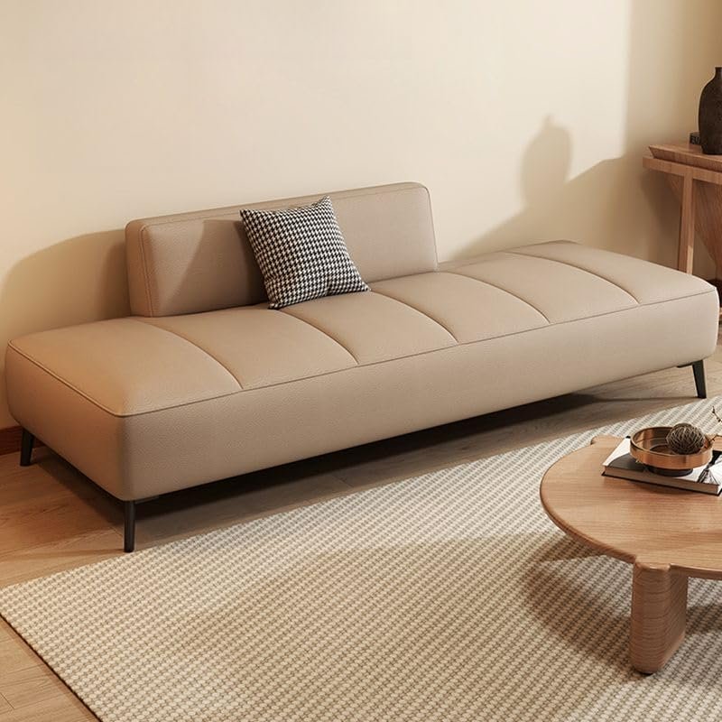 Luxury Luxe Modern Stain-Resistant Anti-Cat Scratch Leather 3-Seater Sofa | Dove Grey/Coffee/Apricot | Pine Wood Frame & Memory Foam Seat | 68" Armless Contemporary Sofa for Living Room (Green) - Image 2