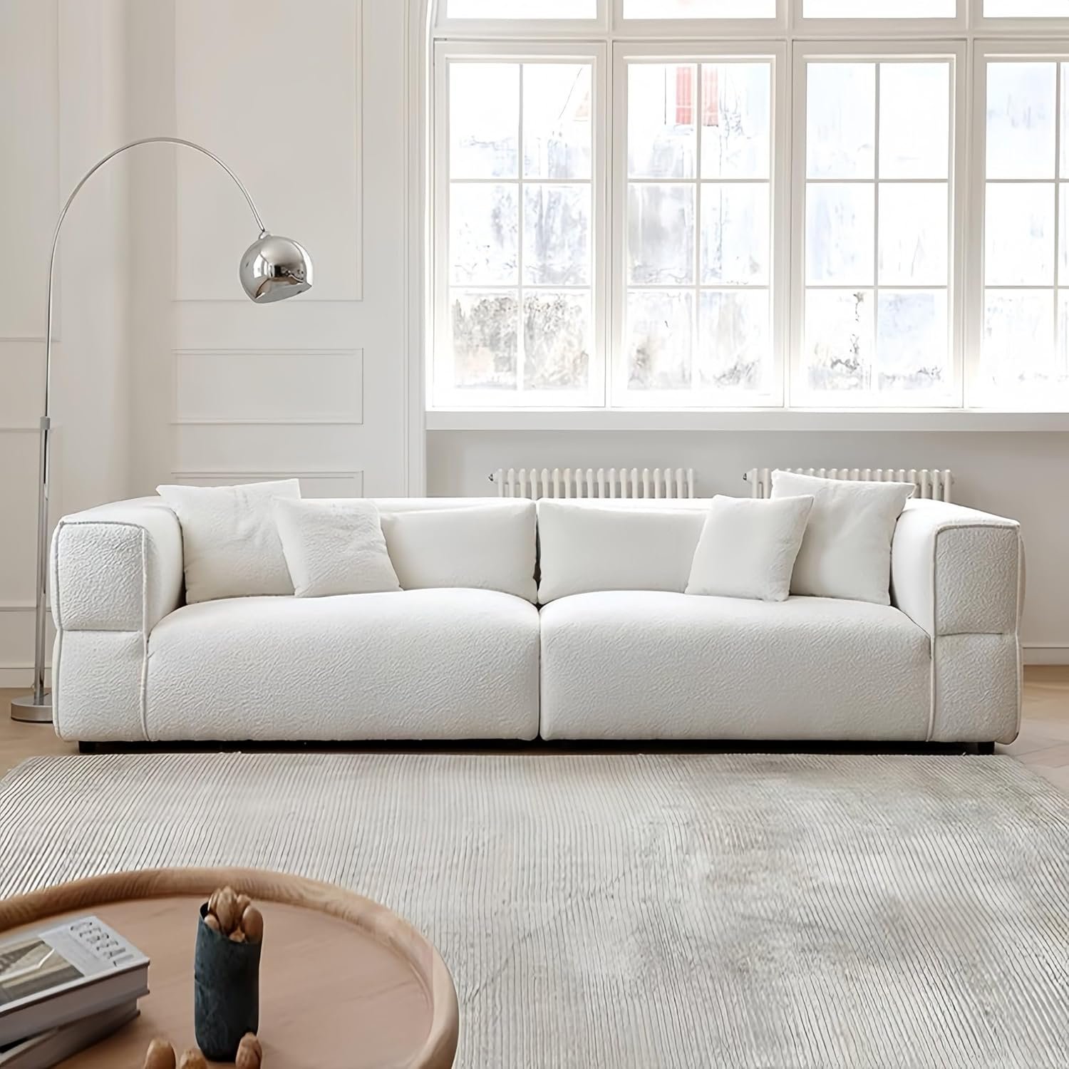 Luxury Luxe Overstuffed Fleece Fabric Sofa Set - Modern 3/4/5 Seater Couch for Living Room & Office, Eco-Friendly, Plush Comfort, Beige Grey (235cm/265cm/295cm) (Beige, Five Seater: W295xH70xD100cm) - Image 7
