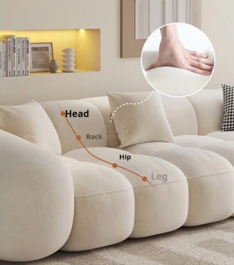 Luxury Luxe French retro puff sofa living room small apartment modern simple straight style cotton candy skin feeling velvet sofa (Italian Ash, Double-Seaters) - Image 6