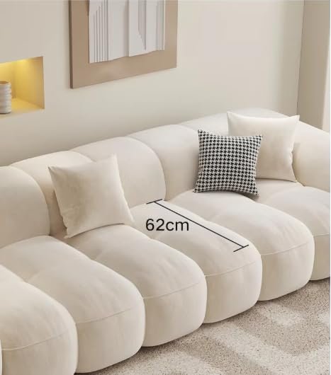 Luxury Luxe French retro puff sofa living room small apartment modern simple straight style cotton candy skin feeling velvet sofa (Italian Ash, Double-Seaters) - Image 8