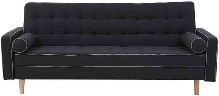 Luxury Luxe Convertible Sofa Bed | Modern Design, Eucalyptus Frame & Adjustable Height – Modular Tufted Sofabed for Compact Living & Guest Rooms (Black)