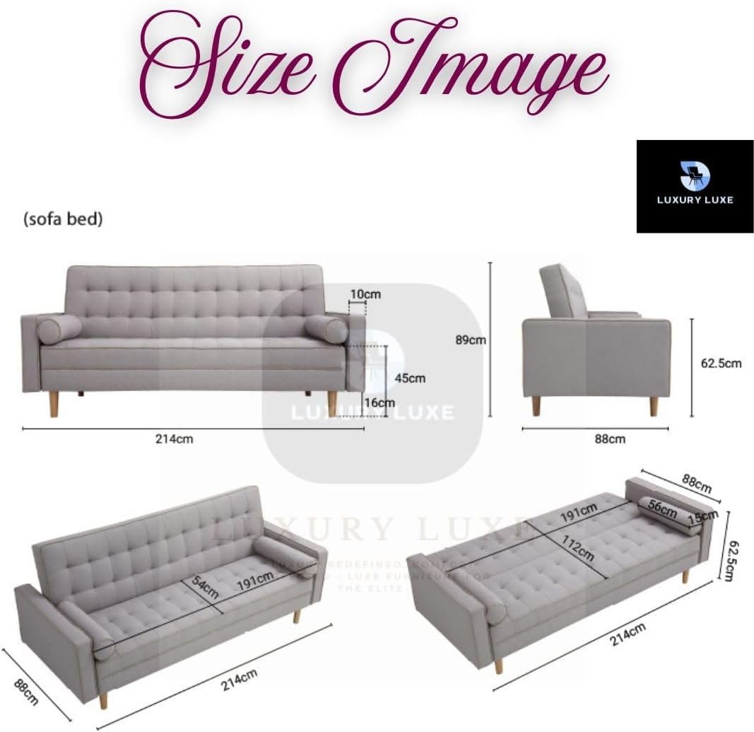 Luxury Luxe Convertible Sofa Bed | Modern Design, Eucalyptus Frame & Adjustable Height – Modular Tufted Sofabed for Compact Living & Guest Rooms (Black) - Image 2