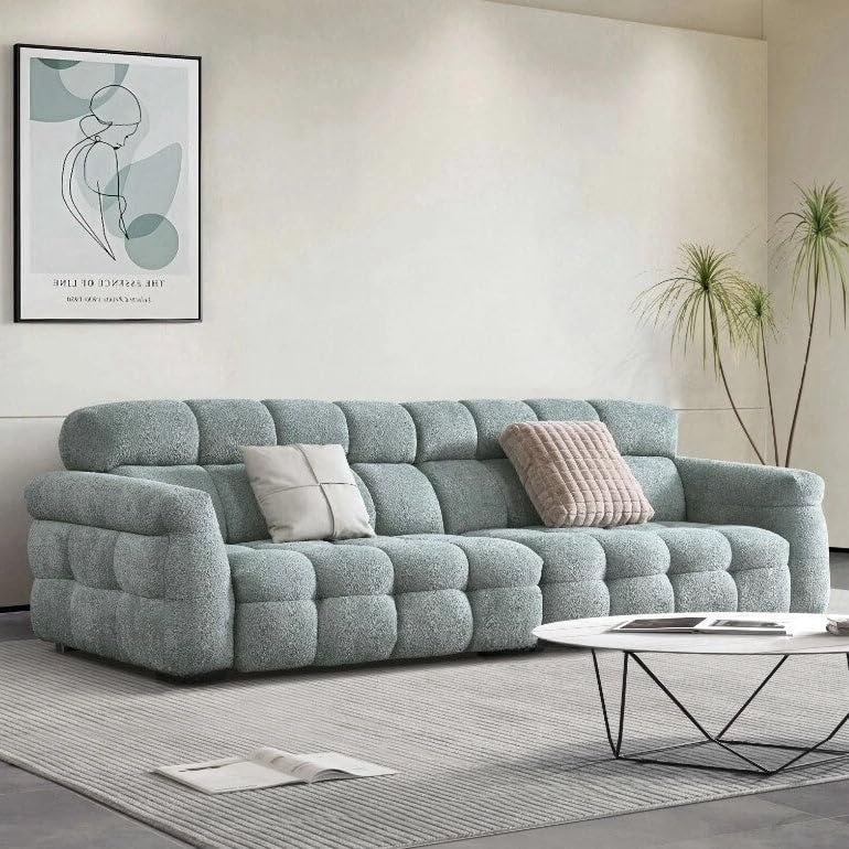 Luxury Luxe Cloud Sofa Set - Fleece Fabric Overstuffed Multifunctional Chair for Living Room & Office, Beige/White/Black/Grey, 1.25m-3.0m (Grey, Double-seaters 1.9m) - Image 7