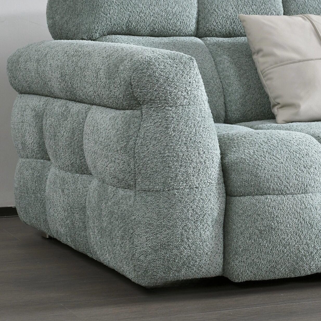 Luxury Luxe Cloud Sofa Set - Fleece Fabric Overstuffed Multifunctional Chair for Living Room & Office, Beige/White/Black/Grey, 1.25m-3.0m (Grey, Double-seaters 1.9m) - Image 8