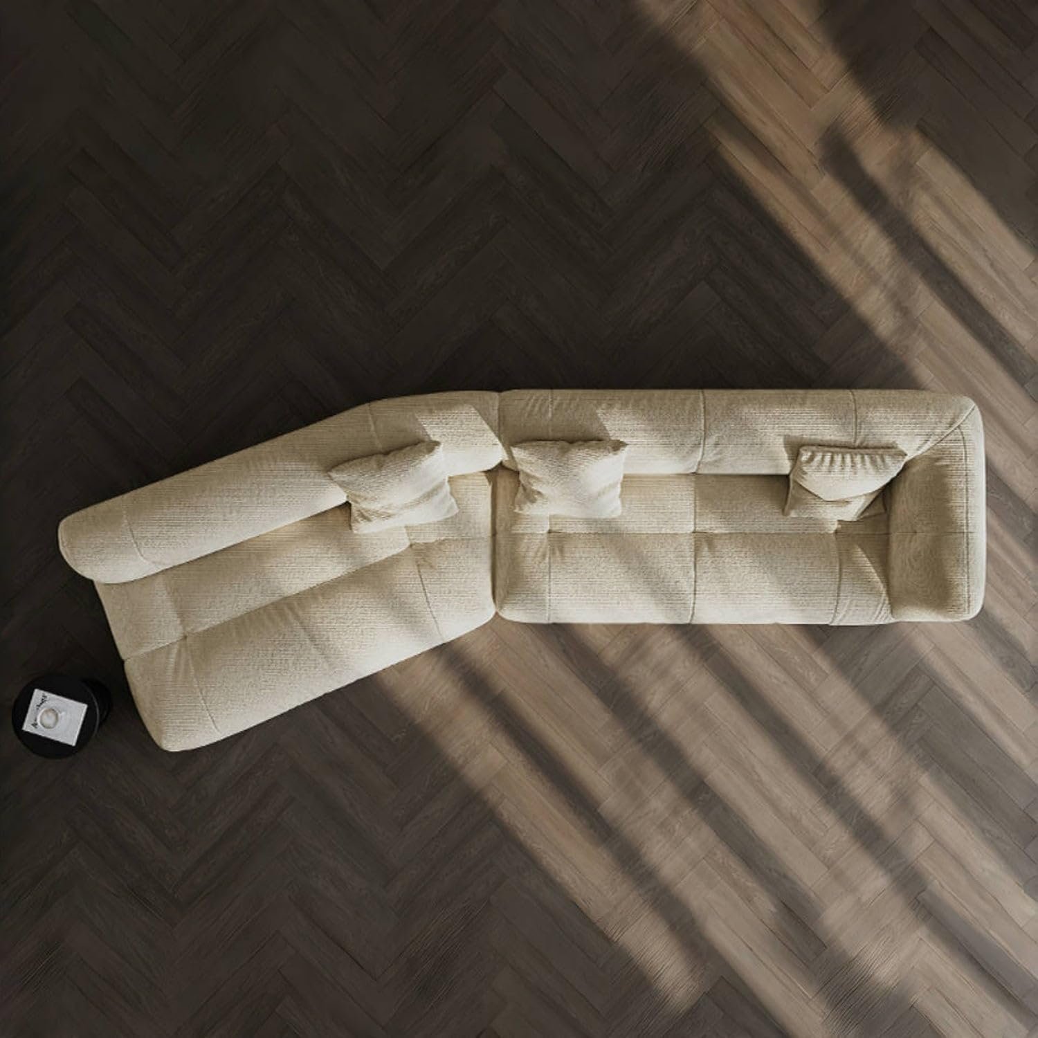 Luxury Luxe Fleece Fabric 5 Seater Sofa Set – Overstuffed Beige Couch with Backrest & Armrest | Soft Upholstery, Solid Wood Frame, High-Density Foam, Modern Multifunction Sofa for Living Room & Office - Image 7