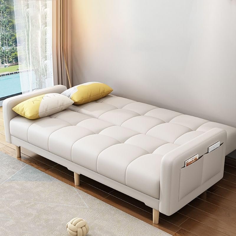 LUXURY LUXE Modern Sofa Bed with Anti-Cat Scratch Leather & Memory Foam, 2-Pillow Design, Solid Wood Frame, Stain Resistant, 4-Seat Capacity (Grey, 4 Seater: 220W x 61D x 55H cm) - Image 2