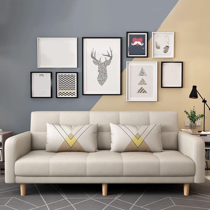 LUXURY LUXE Modern Sofa Bed with Anti-Cat Scratch Leather & Memory Foam, 2-Pillow Design, Solid Wood Frame, Stain Resistant, 4-Seat Capacity (Grey, 4 Seater: 220W x 61D x 55H cm) - Image 6
