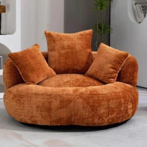 Luxury Luxe Japanese Style Single Seater Floor Chair Compression Accent Sofa Vacuum Compress Compressed Sofa Springs (Orange)