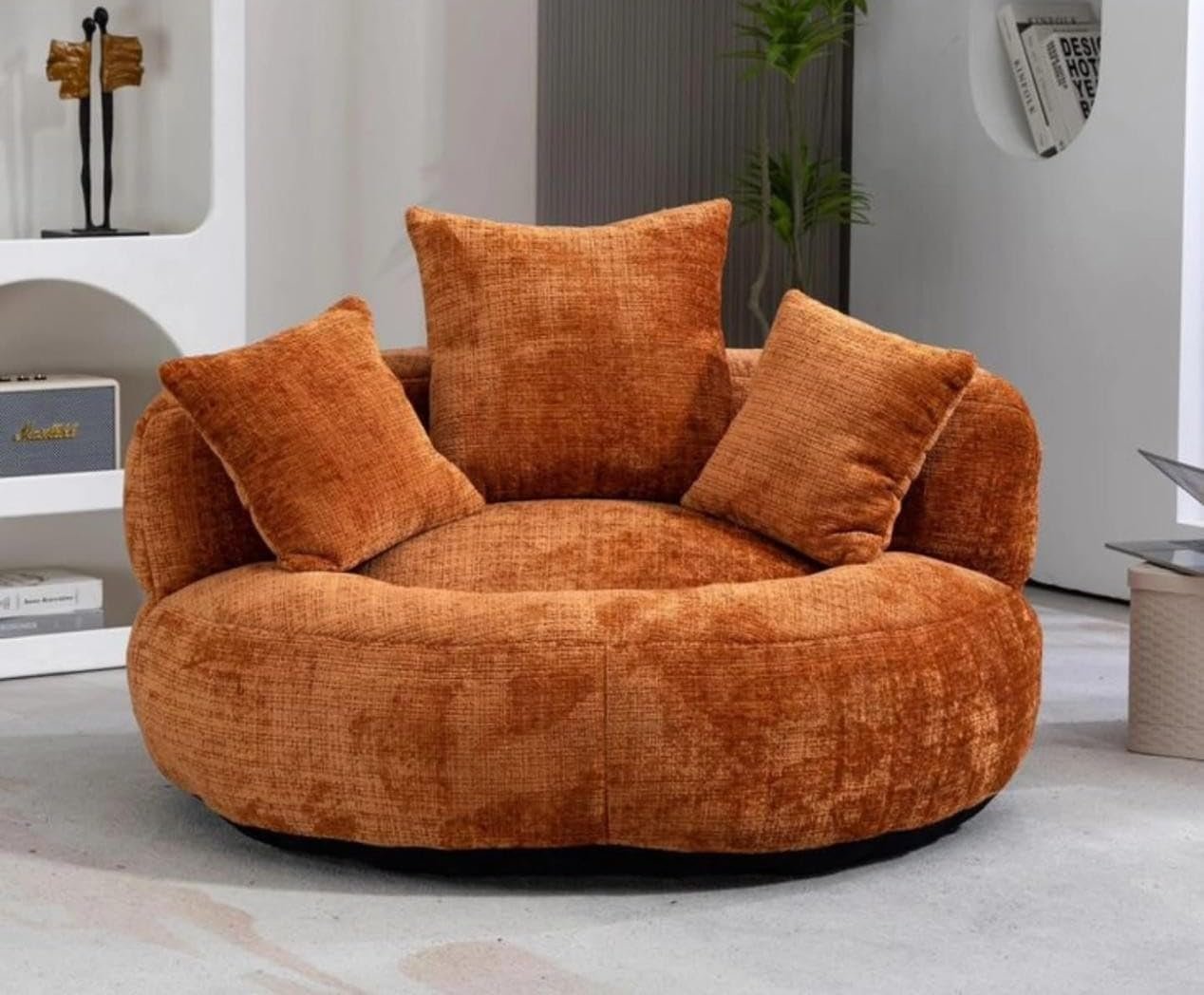 Luxury Luxe Japanese Style Single Seater Floor Chair Compression Accent Sofa Vacuum Compress Compressed Sofa Springs (Orange)
