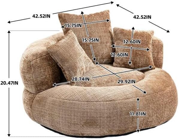 Luxury Luxe Japanese Style Single Seater Floor Chair Compression Accent Sofa Vacuum Compress Compressed Sofa Springs (Orange) - Image 2