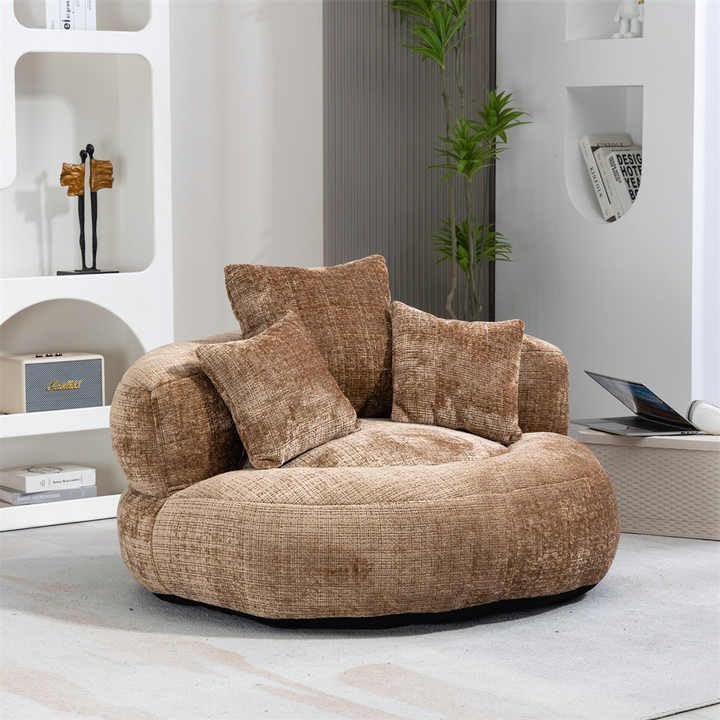 Luxury Luxe Japanese Style Single Seater Floor Chair Compression Accent Sofa Vacuum Compress Compressed Sofa Springs (Orange) - Image 8