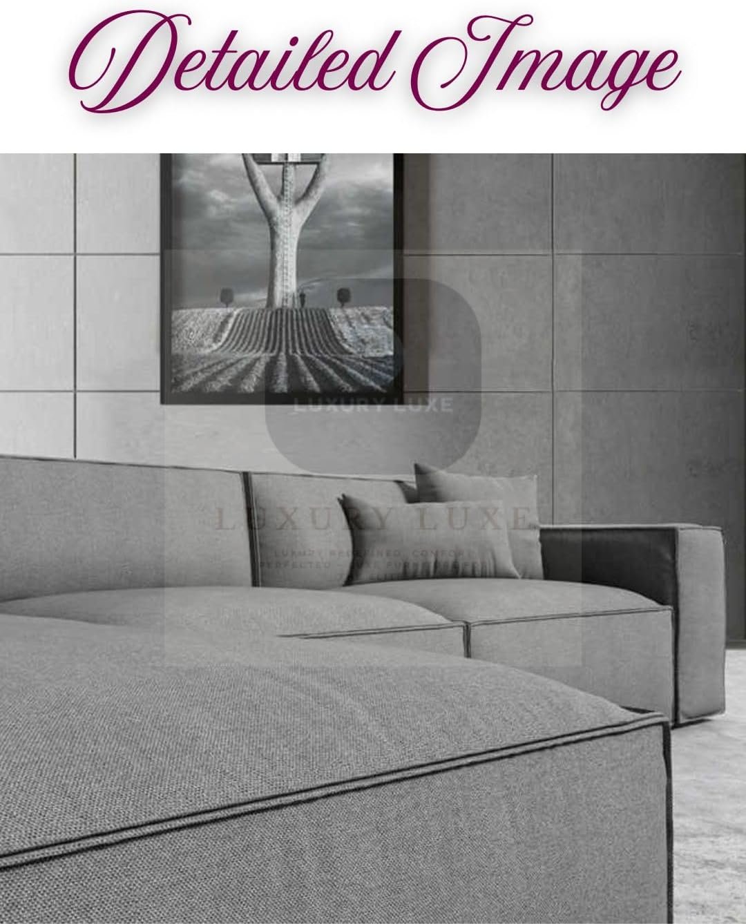 Luxury Luxe Italian 3-Seater L-Shape Velvet Sofa | Modular | Track Arms + Cushion Back | Premium Velvet, Wood Frame | Off-White & Custom Colors (Grey, Right L Shape) - Image 4