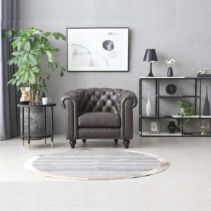 uxury Luxe Vegan Chesterfield Sofa Set: 3-Seater + Armchair, Faux Leather Tufted Couch, Traditional Solid Frame for Living Room & Hotel (Single Seater: 77D x 87H x 112W cm)