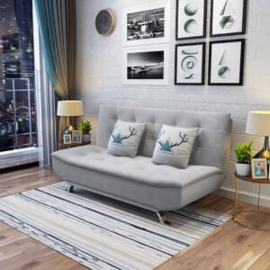 Luxury Luxe Beige Fabric Multifunction Folding Foam Sofa Bed – 3-Seater, Convertible, No Assembly Required, Modern Design, Comfortable Sofa Bed for Living Room (Light Grey)