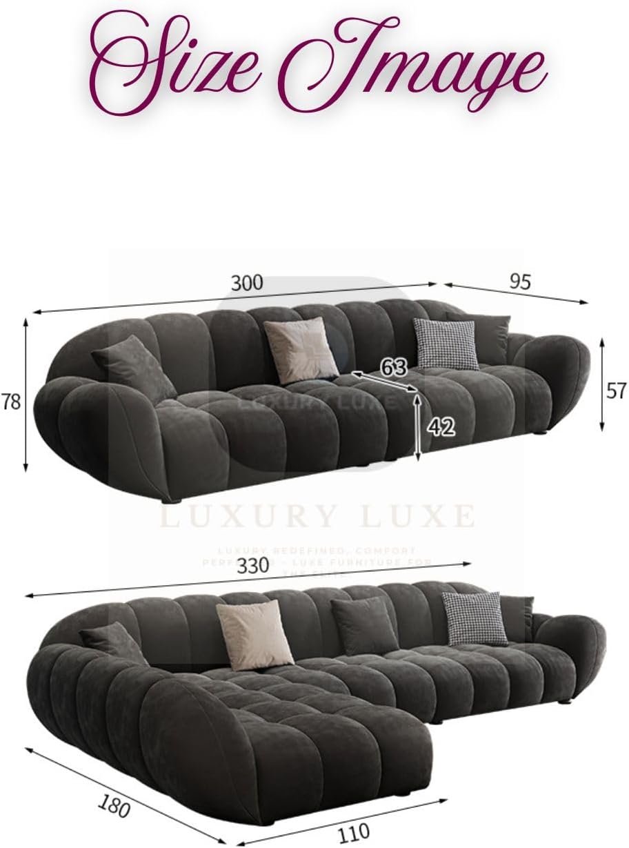 Luxury Luxe Italian Modern Minimalist Corner Sofa – Frosted Fabric Petal Retro Design, High-Density Sponge Comfort, Light Luxury Living Room Essential (Left L Shape) - Image 2