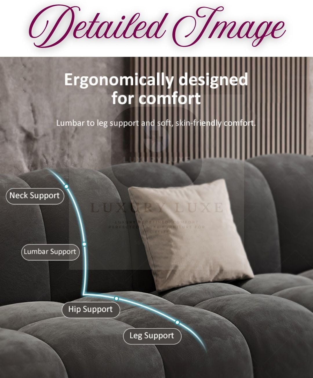Luxury Luxe Italian Modern Minimalist Corner Sofa – Frosted Fabric Petal Retro Design, High-Density Sponge Comfort, Light Luxury Living Room Essential (Left L Shape) - Image 8