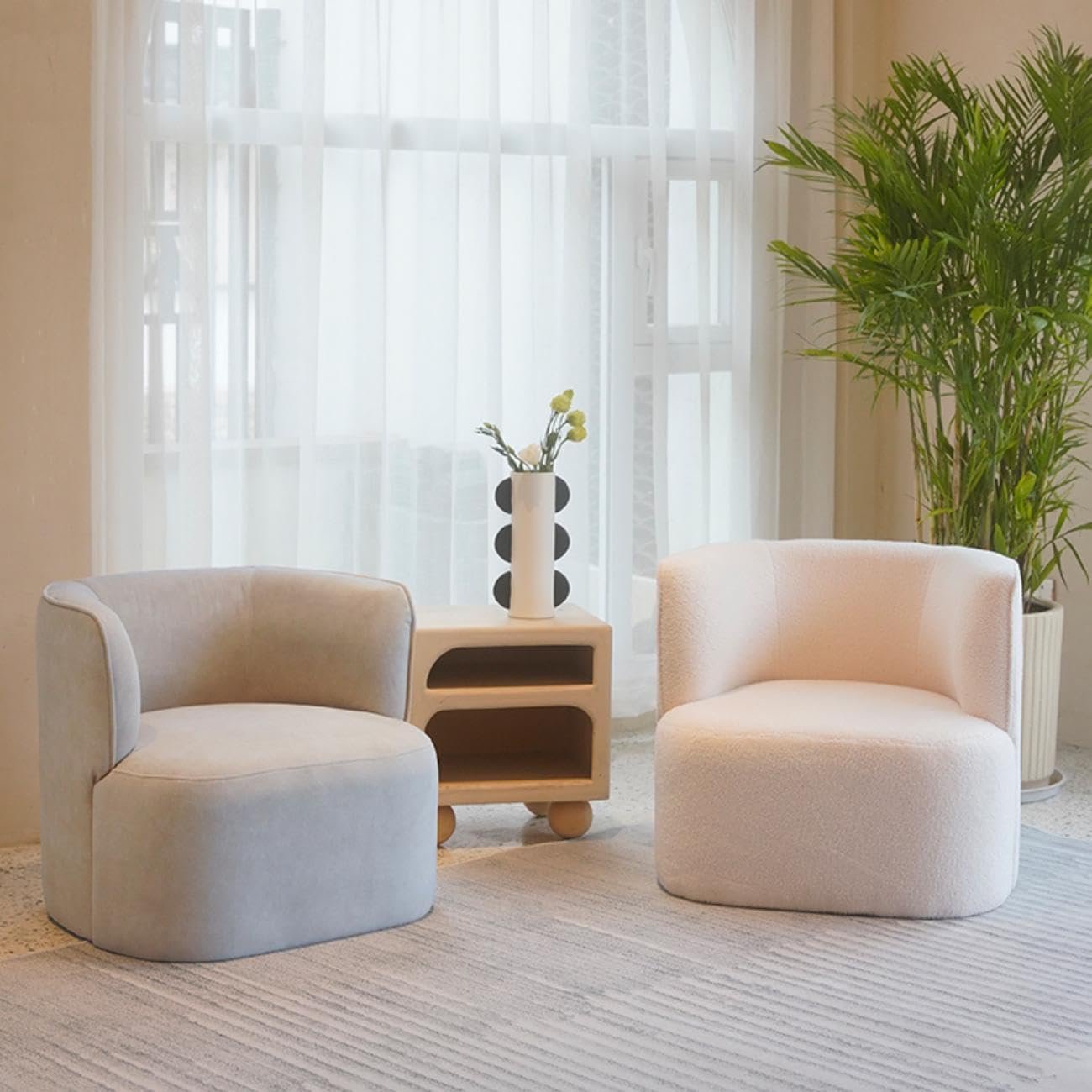 Luxury Luxe Overstuffed Fleece Sofa Chair Set: Multifunction Single Seater with Footstool for Living Room & Office, Plush Beige Comfort - Image 7