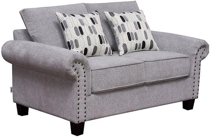 LUXURY LUXE Carta 2-Seater Grey Fabric Sofa – Modern, Durable & Plush with Bead Embellishment for Stylish Living Spaces