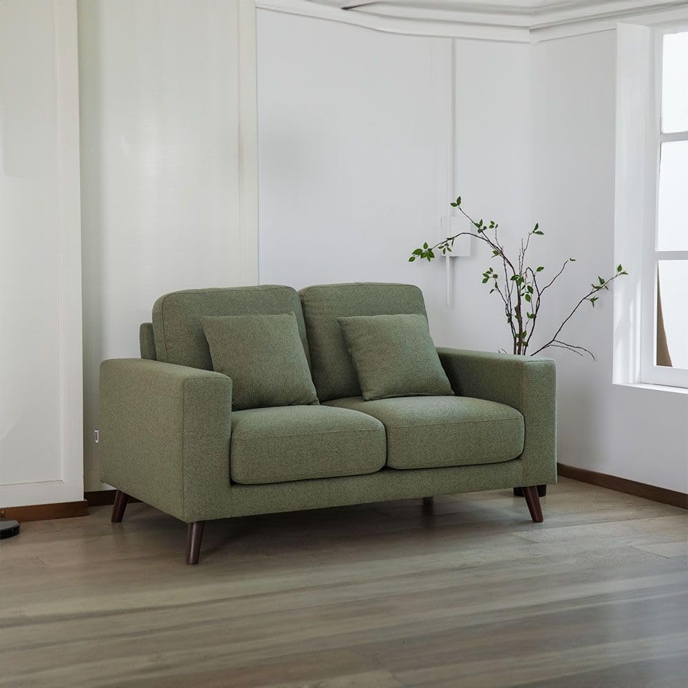 Luxury Luxe Caspian 2-Seater Sofa | Light Green Modern Fabric Sofa with Solid Wood Frame & Polyester Upholstery – Perfect for Living Rooms & Contemporary Spaces