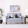 LUXURY LUXE Mugen 2-Seater Fabric Sofa - Cool Grey | Modern Compact Design with Scatter Cushions | Premium Comfort for Stylish Living Spaces