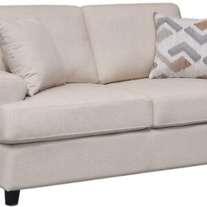 LUXURY LUXE Ramu 2-Seater Fabric Sofa - Beige | Pocketed Spring Cushions, Solid Wood Frame | Modern Compact Sofa for Living Room, Apartment