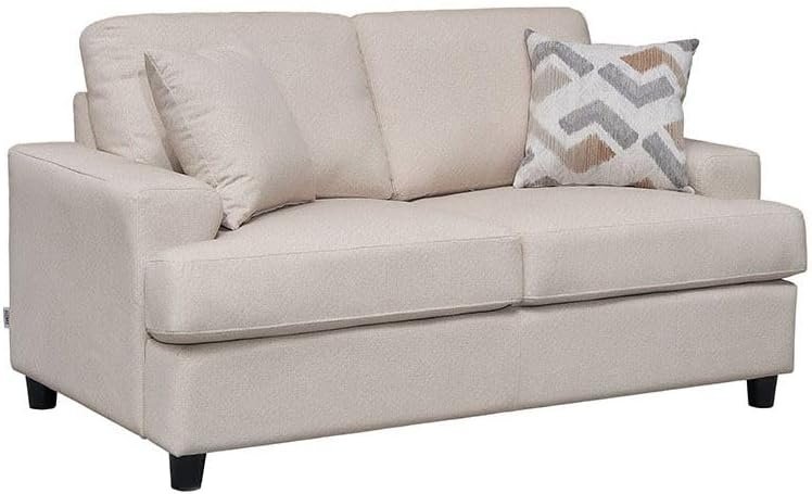 LUXURY LUXE Ramu 2-Seater Fabric Sofa - Beige | Pocketed Spring Cushions, Solid Wood Frame | Modern Compact Sofa for Living Room, Apartment