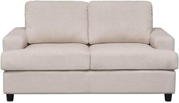 LUXURY LUXE Ramu 2-Seater Fabric Sofa - Beige | Pocketed Spring Cushions, Solid Wood Frame | Modern Compact Sofa for Living Room, Apartment - Image 2