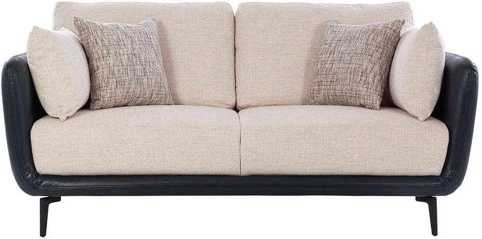 LUXURY LUXE Portsmount 2-Seater Fabric Sofa - Beige/Midnight Blue | Dual-Tone Modern Design, Foam Cushions | Stylish Living Room, Apartment Furniture - Image 2