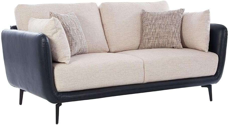 LUXURY LUXE Portsmount 2-Seater Fabric Sofa - Beige/Midnight Blue | Dual-Tone Modern Design, Foam Cushions | Stylish Living Room, Apartment Furniture - Image 3