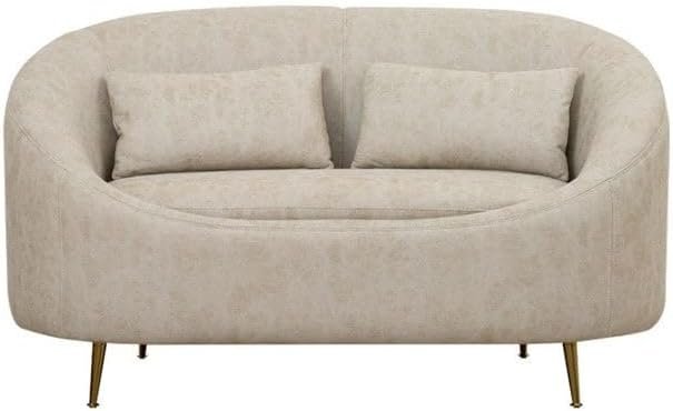 LUXURY LUXE CHELSEA 2-Seater Sofa - Premium Fabric, Metal Base, Beige | Modern Luxury Sofa for Living Room & Hotel Décor