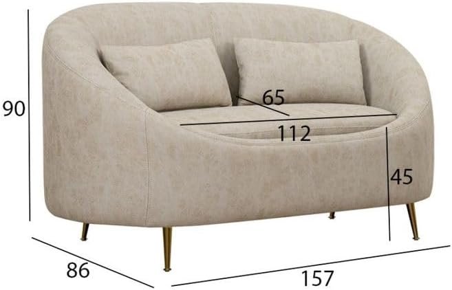 LUXURY LUXE CHELSEA 2-Seater Sofa - Premium Fabric, Metal Base, Beige | Modern Luxury Sofa for Living Room & Hotel Décor - Image 2