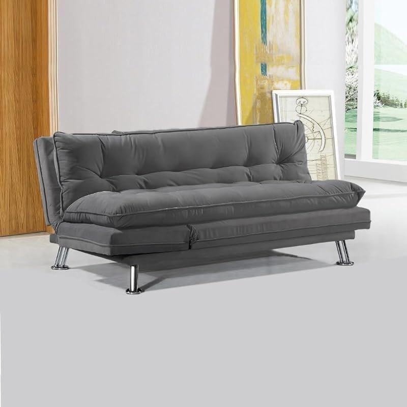 LUXURY LUXE Home Amos Sofa Cum Bed I Sleeping Fabric Sofa I Three Seat Sofabed I Modern Design Living Room Sofa Color (Grey)