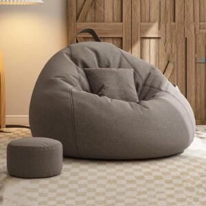 Comfynest Lazy Sofa Cushion Comfortable and Breathable Tatami Cotton and Linen Bean Bag Chair (Dark Grey)