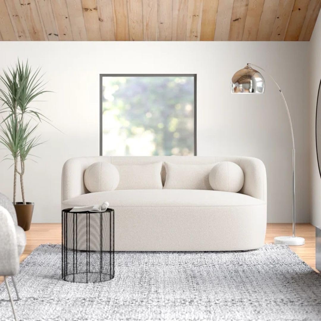 Comfynest Official Brinae‑Style 68″ Bouclé Loveseat Sofa – Compact Two‑Seater with Plush Cushions & Toss Pillows, Modern Living Room Design (Beige)